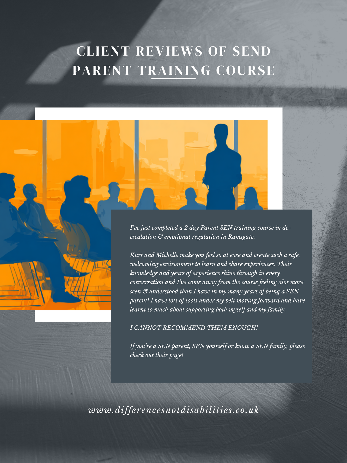 Ramsgate SEND parent De-Escalation course - Differences Not Disabilities