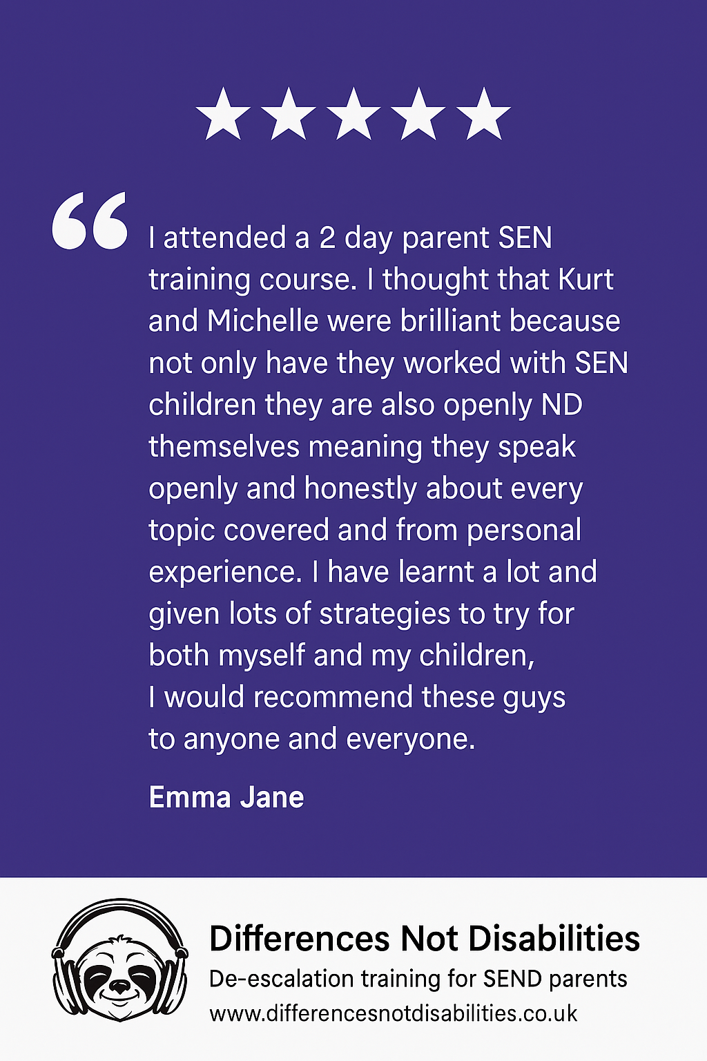 Ramsgate SEND parent De-Escalation course - Differences Not Disabilities