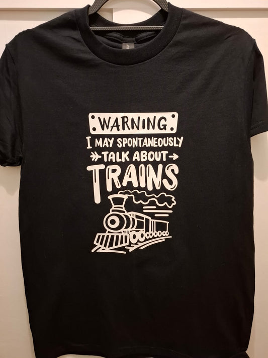 Warning I May Spontaneously Talk About Trains - T-Shirt - Differences Not Disabilities