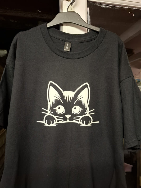 Cat Peeking T-shirt - Differences Not Disabilities
