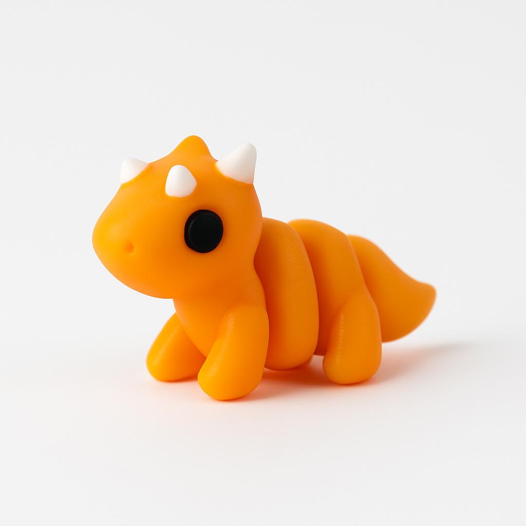 Orange Triceratops 3D Printed - Differences Not Disabilities