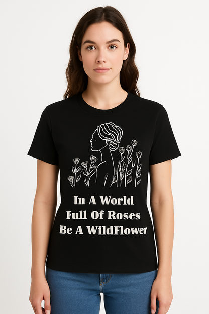 In A World Full Of Roses Be A Wildflower T-Shirt - Differences Not Disabilities