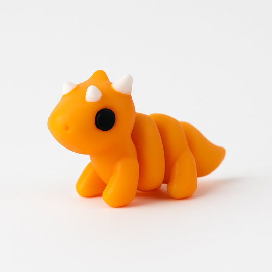 Orange Triceratops 3D Printed - Differences Not Disabilities